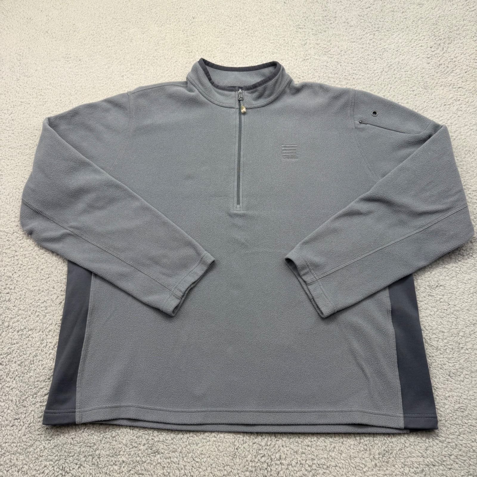 Lands End 383550 Mens Large 42-44 Gray Stretch Side Panels 1/4 Fleece Pullover